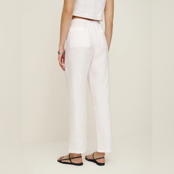 Reformation Remi Cropped Linen Pant White - Picture 3 of 11
